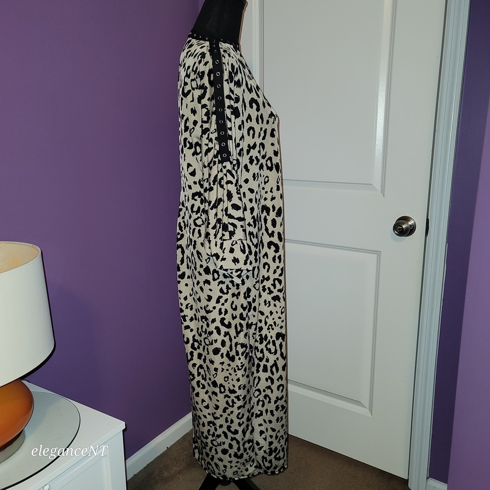 Janette Plus Black and Cream Animal Print Long Sleeve Dress Sz: 2X - Picture 7 of 10